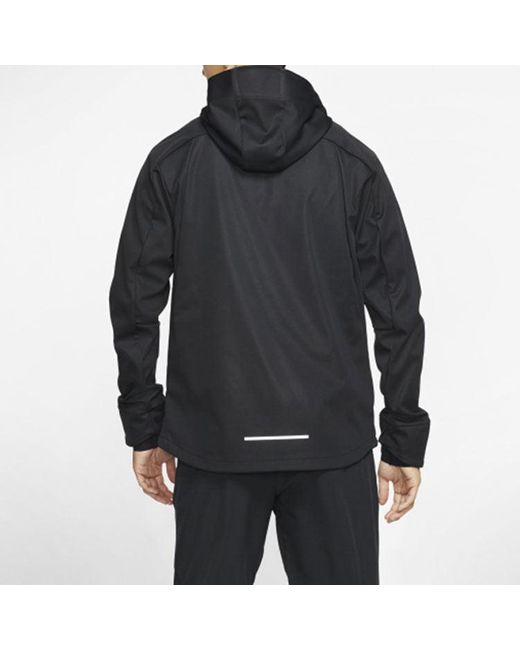 Nike Black Shield Reflective Zipper Sports Hooded Jacket for men
