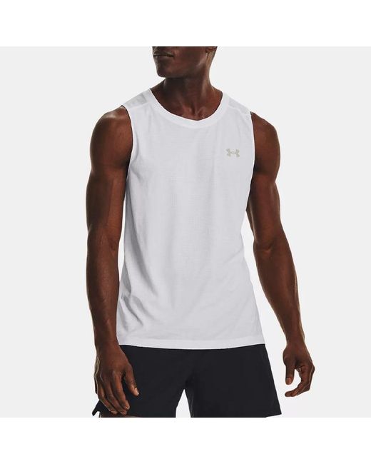 Under Armour White Launch Elite Singlet for men