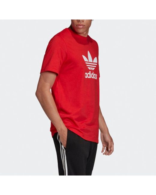 Adidas Red Originals Logo Short Sleeve T-Shirt for men