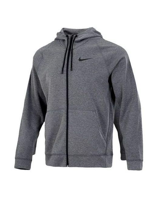 Nike Gray As Nk Dry Hd Fz Flc Project Full-Length Zipper Cardigan Training Hoodie Jacket for men