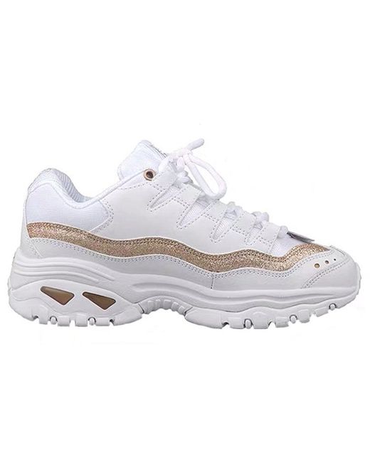 Skechers D'lites Running Shoes White/gold | Lyst