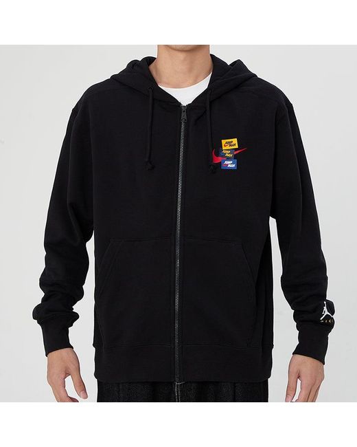 Nike Blue Woven Label Logo Sports Hooded Jacket Autumn for men