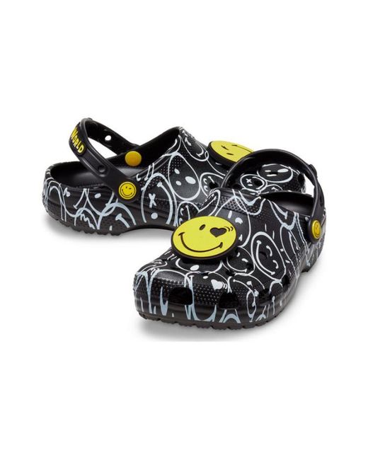 CROCSTM Black Classic Smiley World Clogs