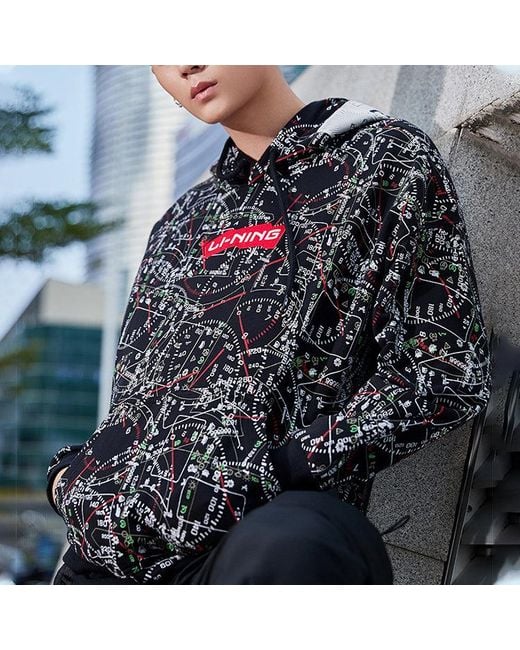 Li-ning Black Flag Casual Sports Pullover Hoodie for men