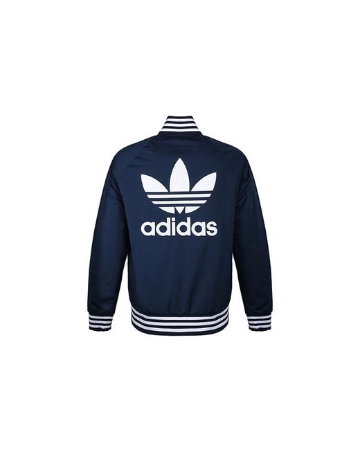 Adidas Blue Originals Rev Jacket Logo Printing Sports for men