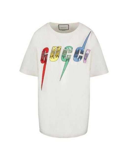 Gucci White (Wmns) Sequins Lightning Short Sleeve For