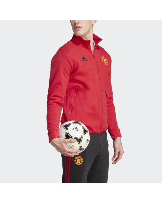 Adidas Red Manchester United Anthem Jacket 2023 2024 Adults for men