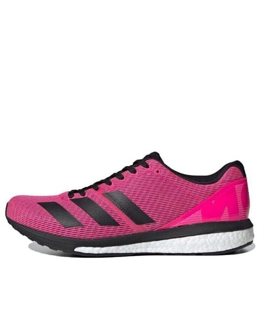 Adidas Pink Adizero Boston 8 Wide 'Shock' for men