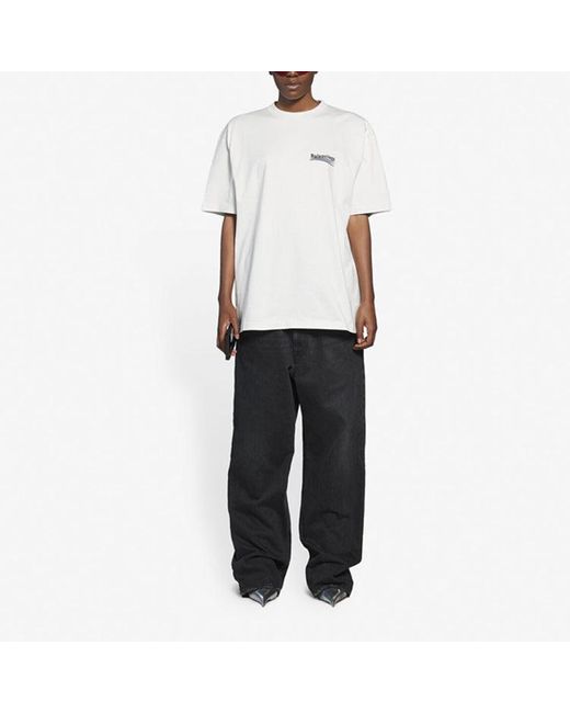 Balenciaga White (Wmns) Political Campaign Large Fit Embroidery Round-Neck