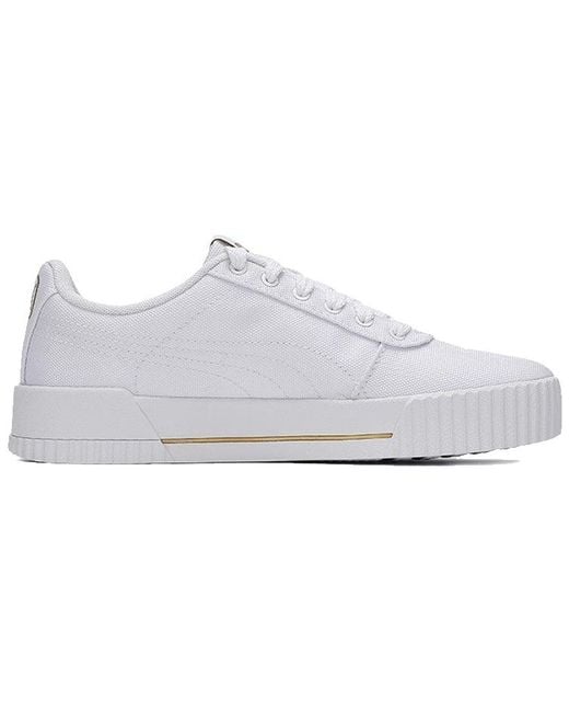 PUMA White (Wmns) Carina Summer Cat Leisure Board Shoes/Golden