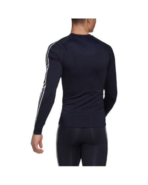 Adidas Blue Tf 3s Ls Tee Long Sleeve T-shirt for men