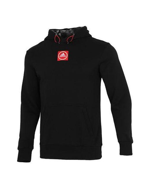 Adidas Black Cny Gfx Hood Limited Embroidered Pattern Sports Pullover for men
