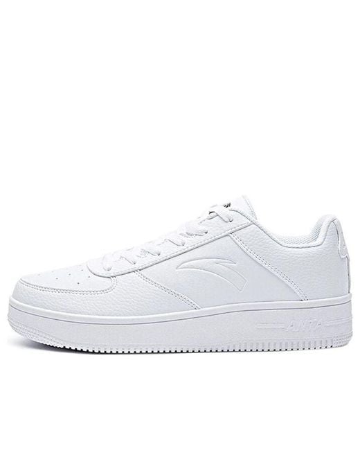 Anta White Skateboarding Series Sneakers 'Triple' for men