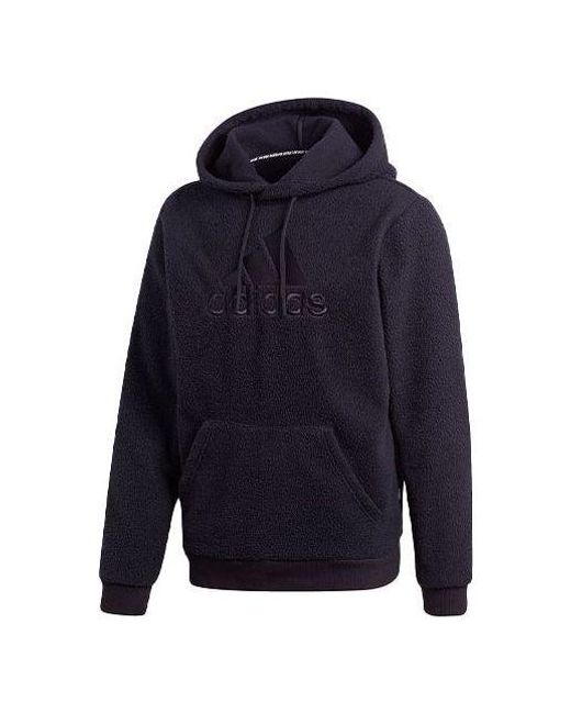 Adidas Blue Mh Wntr Bos H Embroidered Logo Solid Color Sports Fleece for men