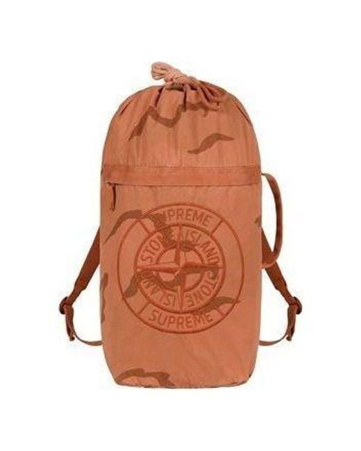 Supreme Brown X Stone Island Brushed Cotton Backpack for men