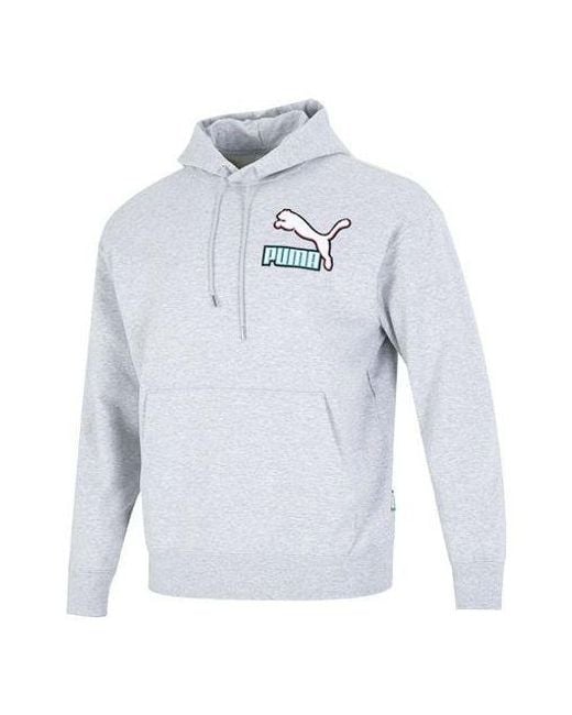 PUMA Blue Colorblock Fandom Logo Hoodie for men