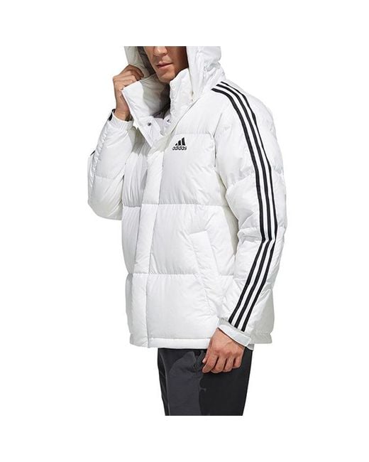 Adidas Gray 3St Puff Down Outdoor Protection Against Cold Stay Warm Hooded Down Jacket for men