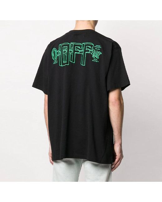Off-White c/o Virgil Abloh Black C/O Virgil Abloh Embroidered Logo Printing Short Sleeve Loose Version T-Shirt for men