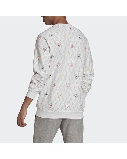 Adidas Gray Originals Version Logo Printing Casual Sports Round Neck Pullover Long Sleeves for men