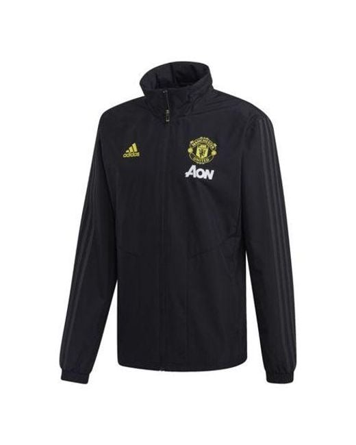 Adidas Blue Soccer/Football Manchester United Woven Stand Collar Jacket for men