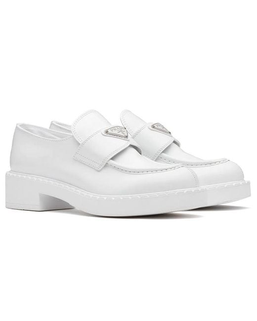 Prada White (Wmns) Leather Loafers