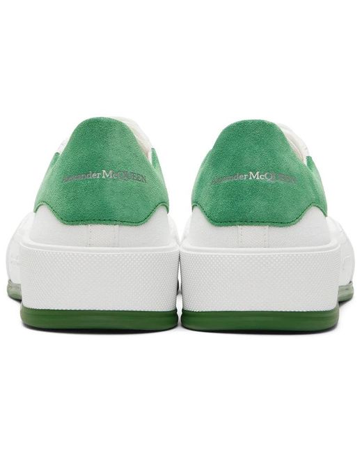 McQueen White Deck Skate Plimsoll Lace Up Suede' for men