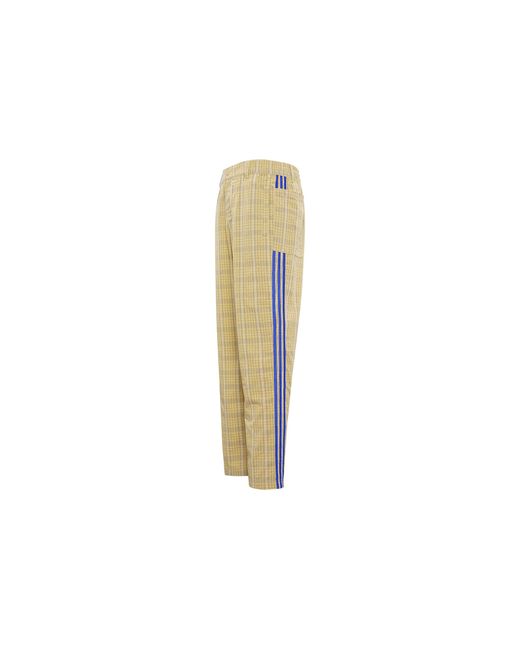 Adidas Yellow Originals Mw Tp Contrasting Colors Plaid Straight Loose Sports Pants for men