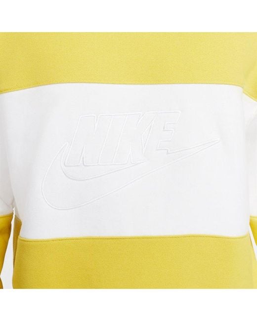 Nike Yellow Club French Terry Colour-Blocked Crew 'Vivid Sulphur' for men