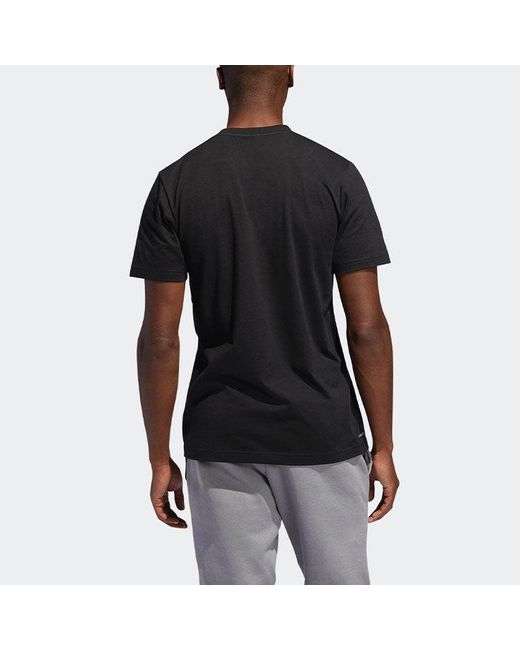Adidas Black Basketball Sports Round Neck Pullover Printing Short Sleeve for men