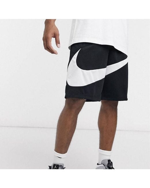Nike Black Swoosh Logo Printing Basketball Athleisure Casual Sports Shorts for men