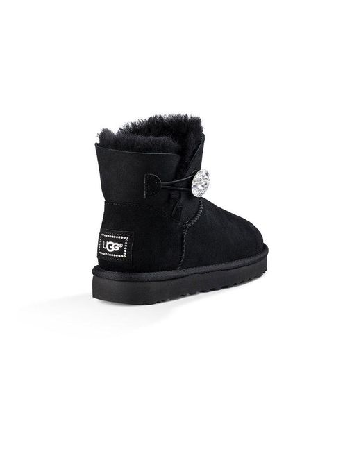 Ugg Black (Wmns) Mini Bailey Button Bling Fleece Lined