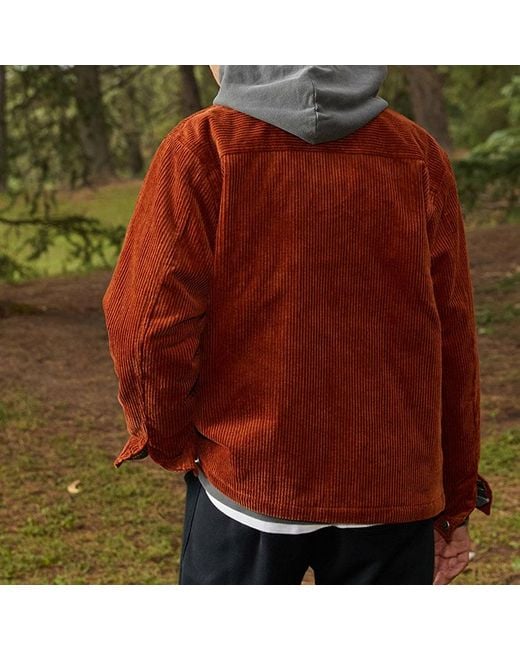 Converse Brown Retro Solid Color Corduroy Jacket for men