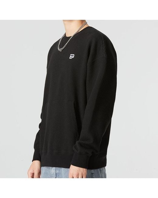 PUMA Black Downtown Waffle Crewneck Sweatshirt for men