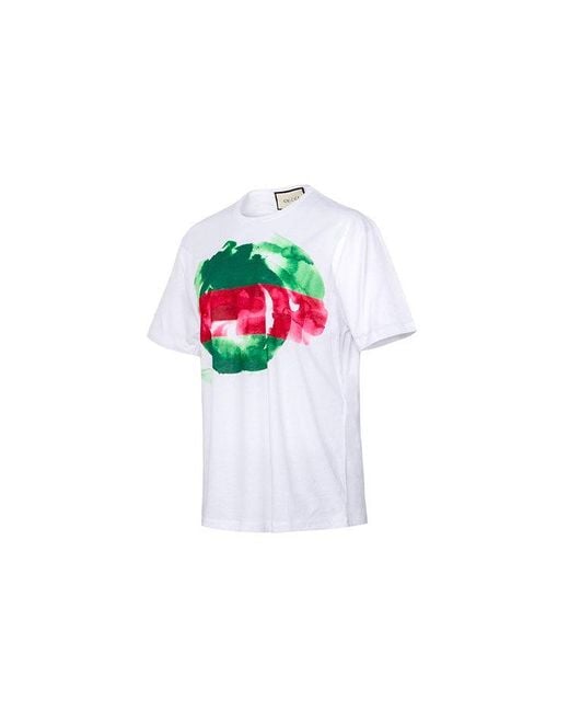 Gucci White Print With Round Neck And Short Sleeves