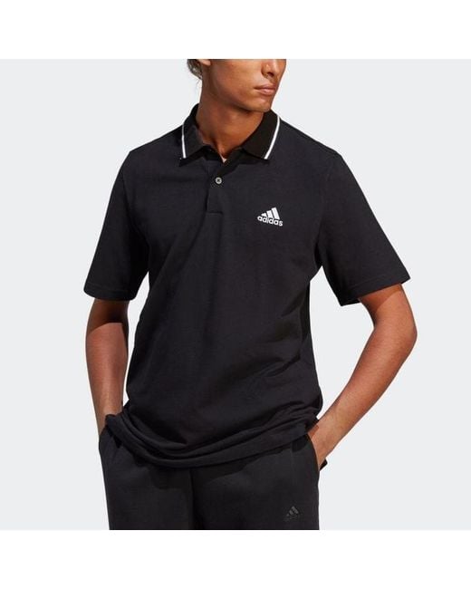 Adidas S Aeroready Essentials Pique Small Logo Polo Shirt Black Small for men