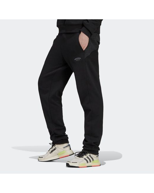 Adidas Black Originals R.Y.V. Elastic Waistband Drawstring Solid Color Cotton Casual Sports Pants/Trousers/Joggers for men