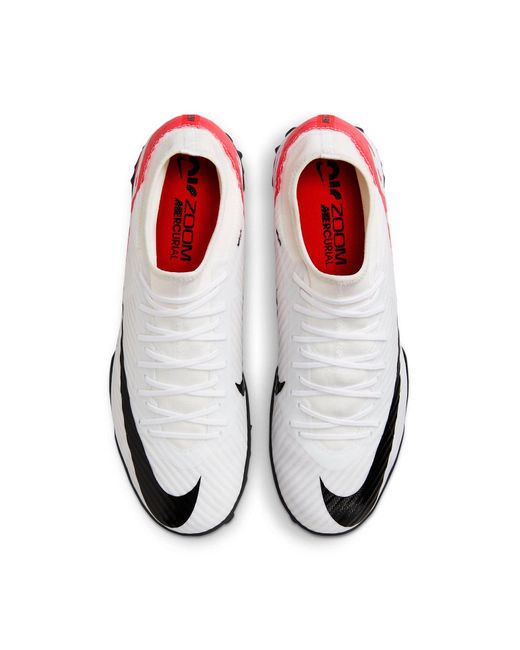 Nike White Mercurial Superfly 9 Academy Turf Soccer Shoes 'Bright Crimson' for men