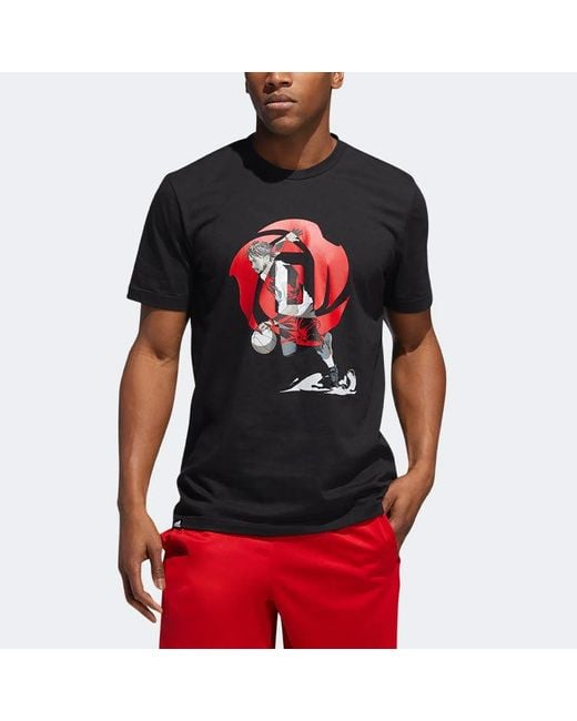 Adidas Black Casual Sports Printing Round Neck Pullover Short Sleeve T-Shirt for men