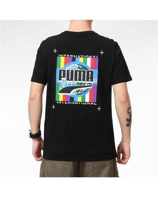 PUMA Black Graffiti Photo Print Short Sleeve T-Shirt for men