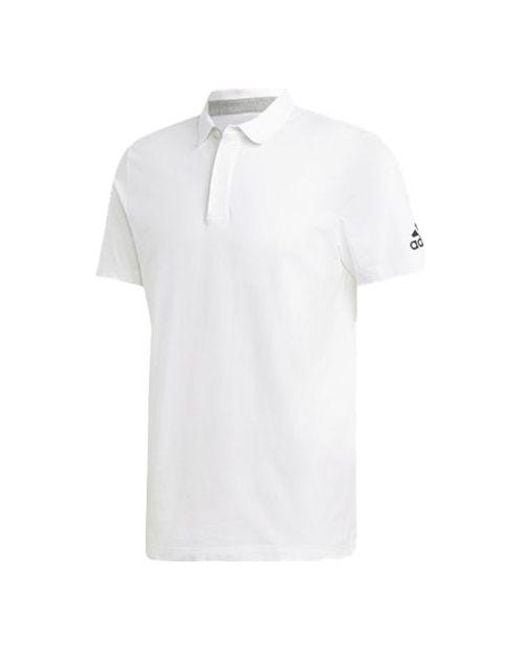 Adidas White Mh Plain Polo Sports Round Neck Short Sleeve Polo for men