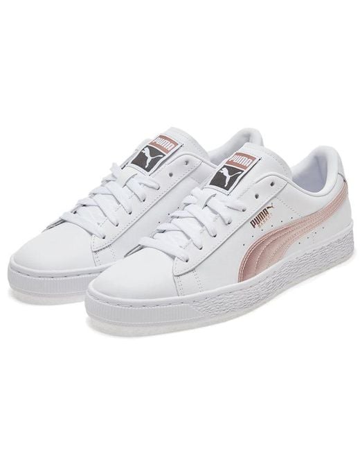 PUMA White (Wmns) Basket Classic Metallic