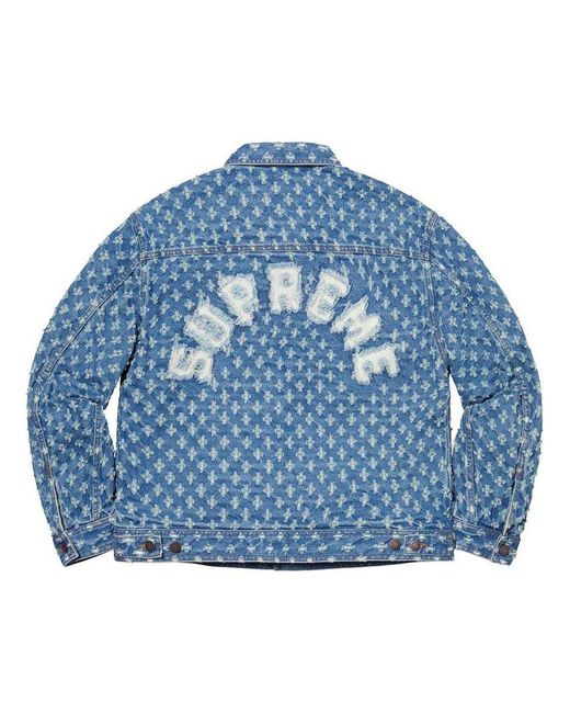 Supreme Blue Hole Punch Denim Trucker Jacket for men