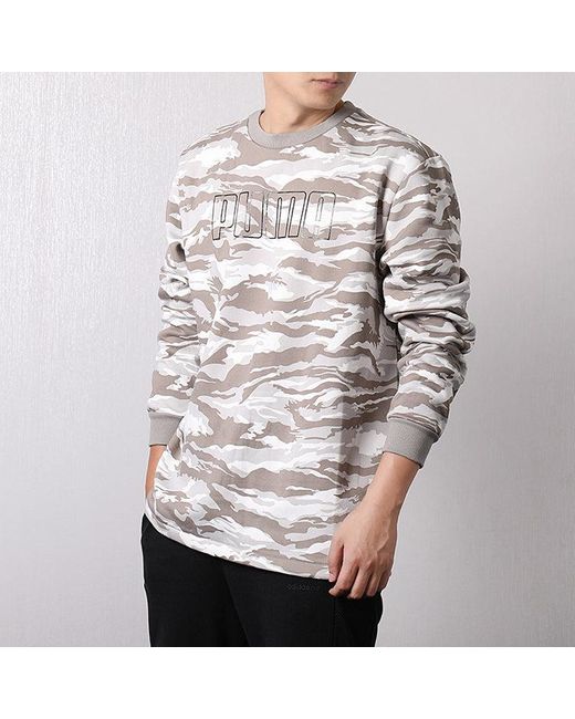PUMA Gray Alphabet Logo Printing Sports Pullover Large for men