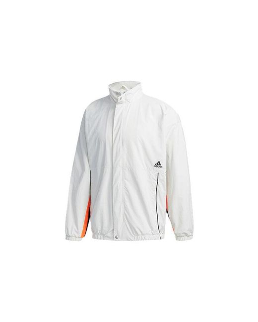 Adidas White Mh Cb Jkt Back Alphabet Logo Printing Sports Stand Collar Jacket Autumn for men