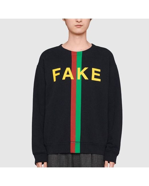 Gucci 'Fake/Not' Print Cotton Jersey Sweatshirt in Black for Men