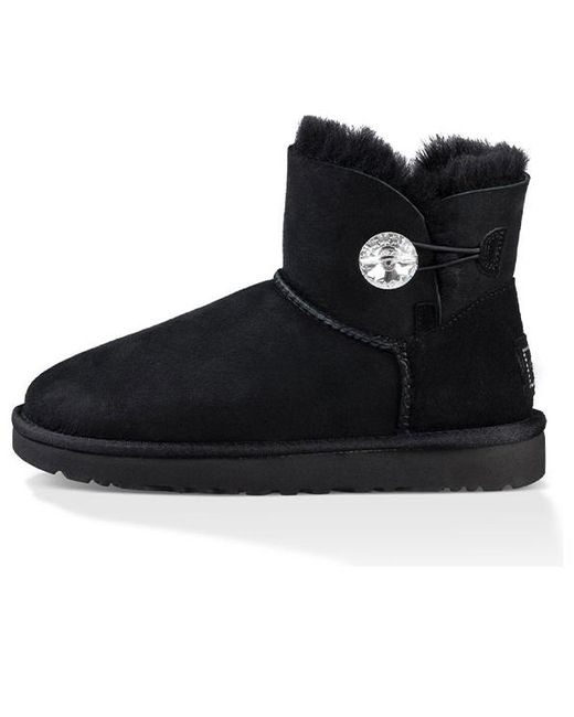 Ugg Black (Wmns) Mini Bailey Button Bling Fleece Lined
