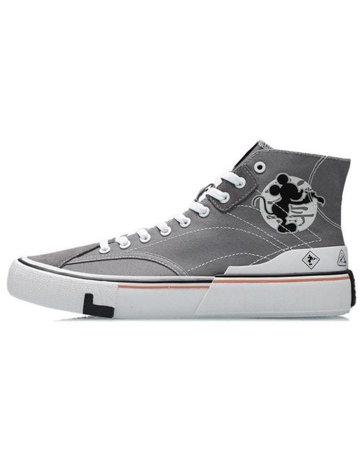 Li-ning Gray X Mickey Mouse Canvas Hi Shoes for men