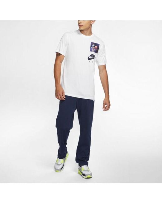Nike Blue Sportswear Logo Pattern Printing Casual Short Sleeve for men