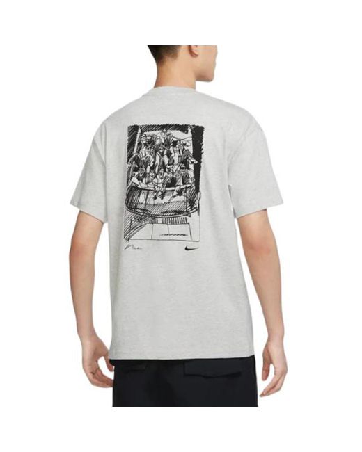 Nike Gray Sb Back Graffiti Funny Pattern Printing Round Neck Short Sleeve Light T-Shirt for men