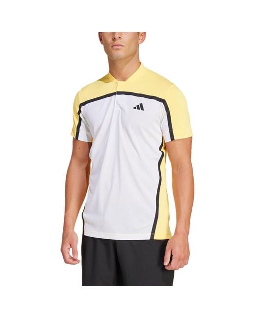 Adidas White Tennis Heat.Rdy Pro Freelift Henley Polo Shirt Asia Sizing for men